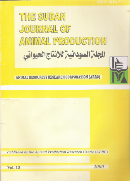 THE SUDAN JOURNAL OF ANIMAL PRODUCTION VOLUME 13, 2000 Published: 2000-06-1